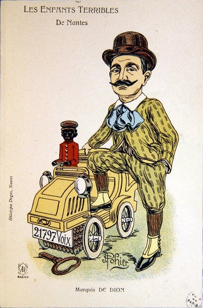 Caricature of Marquis de Dion, c.1900 by School French