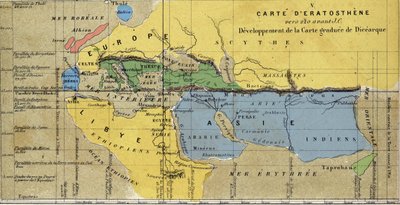 Map of Eratosthenes, Greek astronomer and geographer of the 3rd century BC. 220 BC by School French