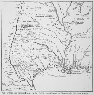 Colonial America: Map of Louisiana, New France by School French
