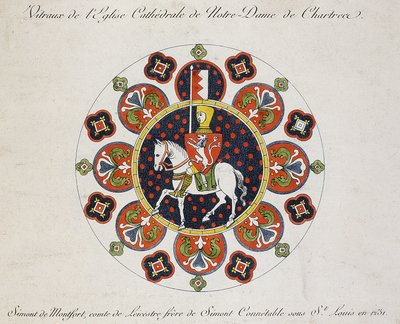 Drawing of the rose window at Chartres: Simon de Montfort by School French