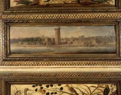Entrance of Henri IV to Paris: Charles de Cosse Brissac opened to Henri IV the door of the Conference - the median landscape of one of the large panels in the room - Salon de la Meilleraye by School French