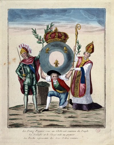 France, Figured as a Globe, is Supported by the People, the Nobility and the Clergy by School French