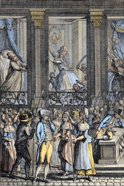 French Revolution - The terrible night of 5 to 6 October 1789 in Versailles - aggression by Louis XVI and Marie Antoinette by School French
