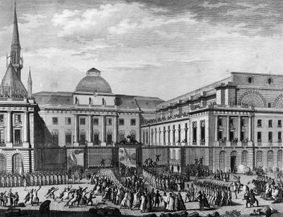 French Revolution: Paris City Hall, parliament in November 1790 on the island of the city presided by Jean Baptiste Gaspard Bochart de Saron. Paris, Library of the Institute of History of Revolution by School French