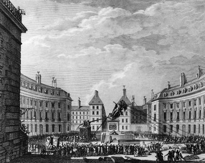 French Revolution: Statue of King Louis XIV shot down for victories in Paris on 11 by School French