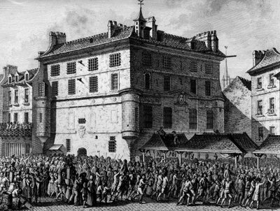 French Revolution: The people of the French Guards of the prison of the Abbey of Saint Germain des Pres in Paris on 30 June by School French