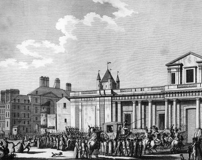 French Revolution: Transfer of the royal family to the Temple prison in Paris on 13 August by School French