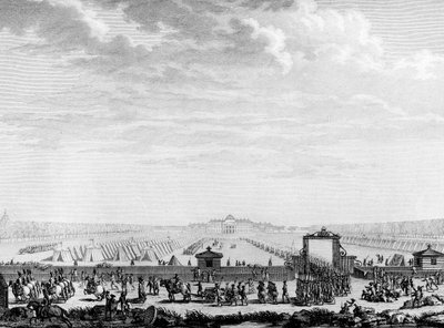 French Revolution: The military troops of the March field leaving for Place Louis XV on 12 July 1789. Paris, Library of the Institute of History of the Revolution by School French