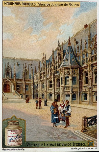Gothic monuments: the courthouse of Rouen - chromo. Liébig by School French