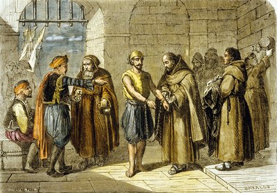 Miguel de Cervantes Saved by the Fathers of the Redemption by School French