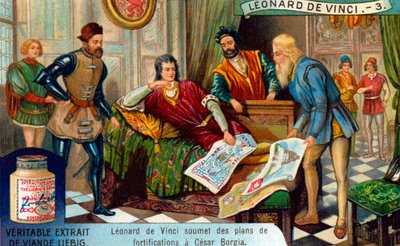 Military Engineer, The Life of Leonardo da Vinci, Liebig Card (print) by School French