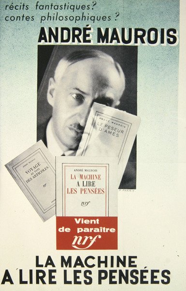 Poster advertising a novel by Andre Maurois, 