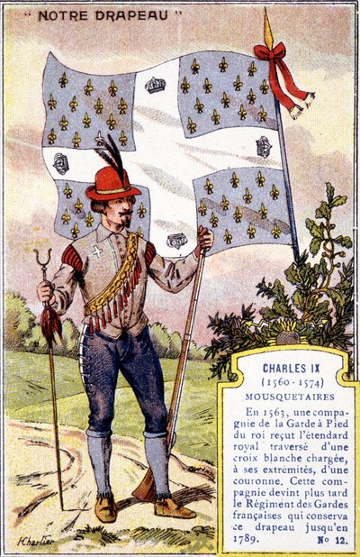 The banner of the Musketeers of Charles IX by School French
