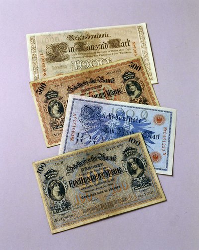 German banknotes in circulation from 1876-1917 by School German