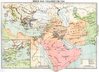 Map of the Caliphate Empire in 750, from 