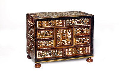 South German marquetry table cabinet by School German