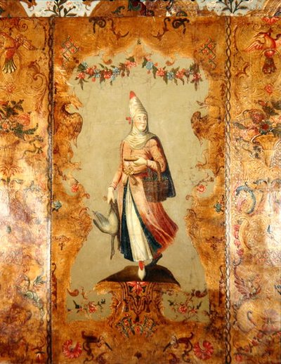 Wallpaper Depicting a Woman in Traditional Costume by School German