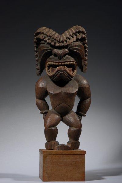 Hawaiian figure, kona style, representing the god of war, ku ka ’ili moku, c.1780-1820 by School Hawaiian