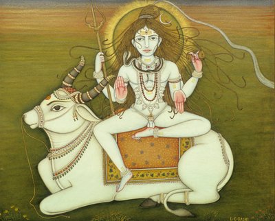 God Shiva Nude Pose, Miniature Painting on Paper by School Indian