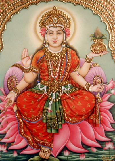Goddess Lakshmi Miniature Painting on Ivory by School Indian