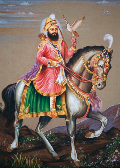 Guru Govind Singh Riding on Horse by School Indian