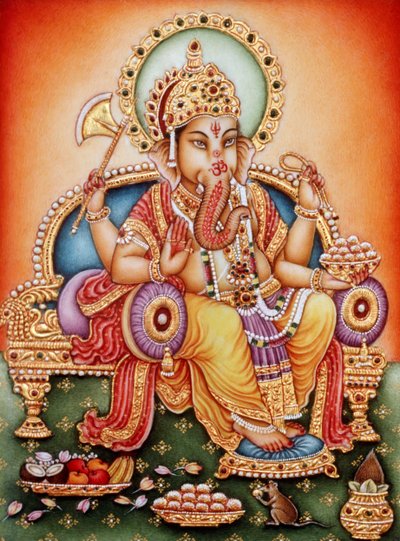 Lord Ganesh Ganpati Miniature Painting on Ivory by School Indian