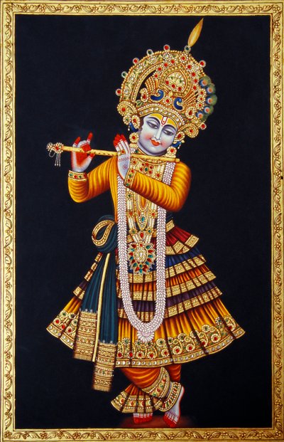 Lord Krishna Playing Flute by School Indian