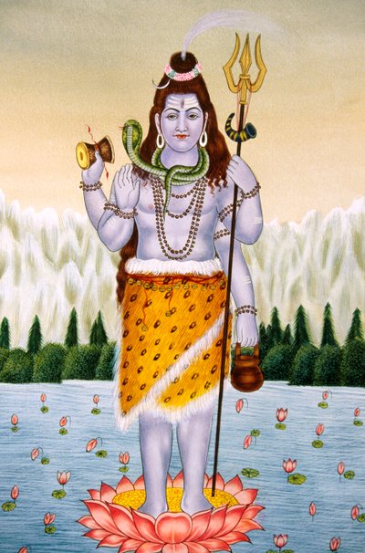 Lord Shiva Shanker Miniature Painting on Paper by School Indian