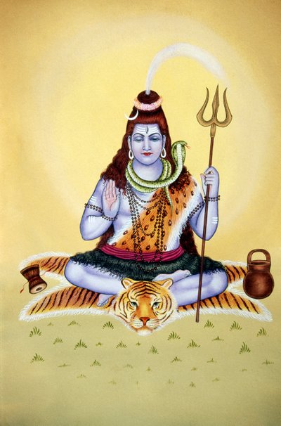 Lord Shiva Shanker Miniature Painting on Paper by School Indian