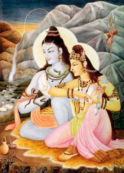 Lord Shiva Shanker Parvati by School Indian