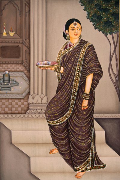 Marathi Lady Going To Temple by School Indian