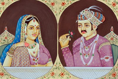 Akbar and Jodha Bai by School Indian