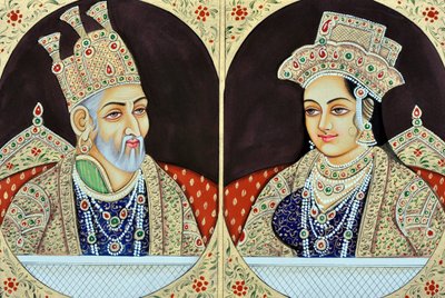 Bahadur Shah Zafar with Jeenat Mahal by School Indian