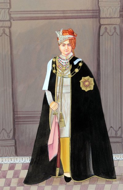 Miniature Painting of Maharaja Sawai Man Singh II, Jaipur by School Indian