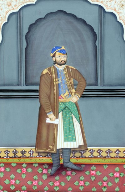 Miniature Painting of Maharaja Sawai Ram Singh II, Jaipur by School Indian
