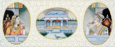 Mughal Emperor Aurangzeb with Wife Mehrunnisa by School Indian