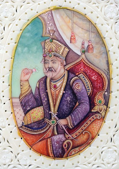 Miniature Painting of Mughal Emperor Bahadur Shah Zafar by School Indian
