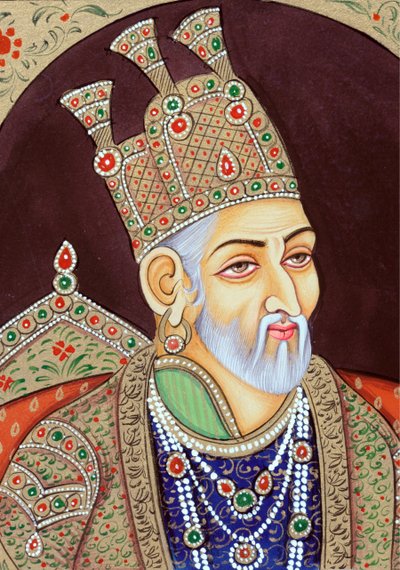Miniature Painting of Mughal Emperor Bahadur Shah Zafar by School Indian