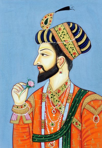 Miniature Painting of Mughal Emperor Shah Jahan by School Indian