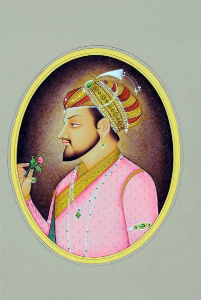 Miniature Painting of Mughal Emperor Shah Jahan by School Indian