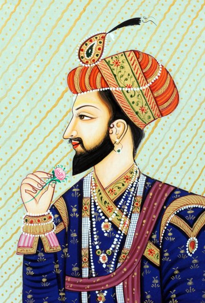 Miniature Painting of Mughal Emperor Shah Jahan by School Indian