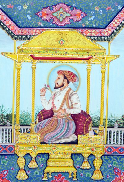 Miniature Painting of Mughal Emperor Shah Jahan by School Indian