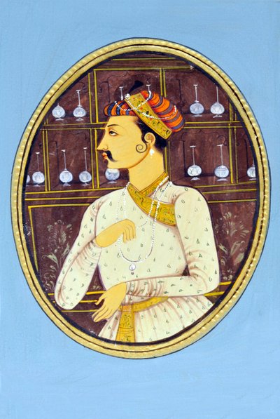 Miniature Painting of Mughal Emperor Akbar by School Indian