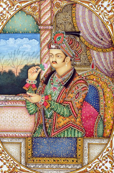 Miniature Painting of Mughal Emperor Jahangir by School Indian