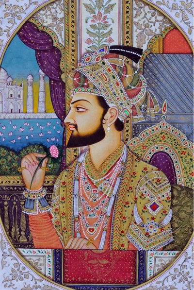 Miniature Painting of Mughal Emperor Shah Jahan by School Indian