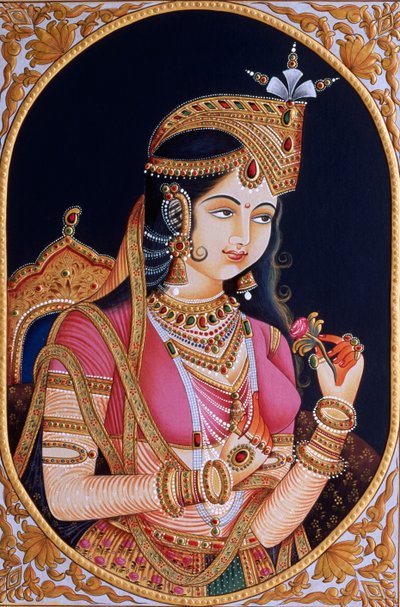 Miniature Painting on Paper of Princess Mumtaz Mahal, Wife of Mughal Emperor Shah Jahan by School Indian