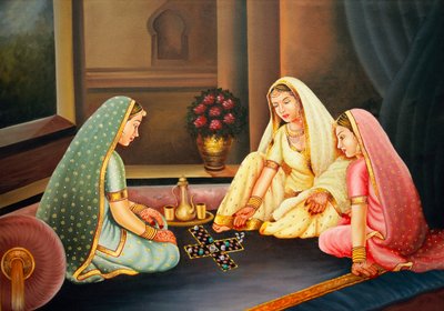 Women Playing Chopad Game by School Indian