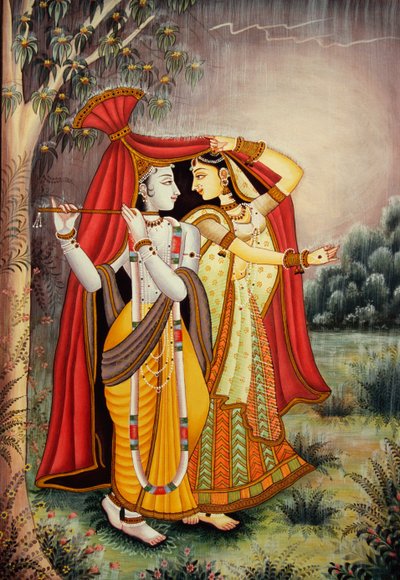 Radha Krishna in Monsoon by School Indian