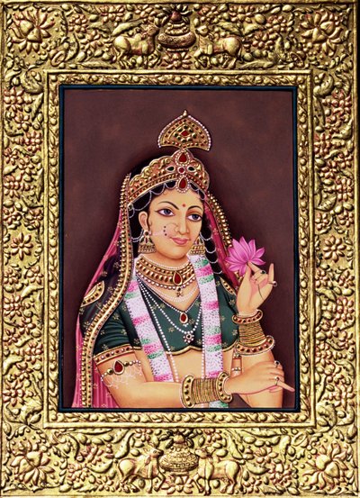Radha with Gold Embossing by School Indian