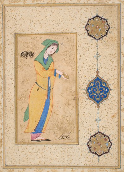 Houri Standing in a Garden by School Iranian